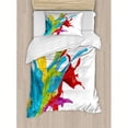 thumbnail image 3 of Colorful Queen Size Duvet Cover Set, Surreal Fluid Liquid Flowing Paint Splash Featured Digital Artful Graphic Print, Decorative 3 Piece Bedding Set with 2 Pillow Shams, Multicolor, by Ambesonne, 3 of 3