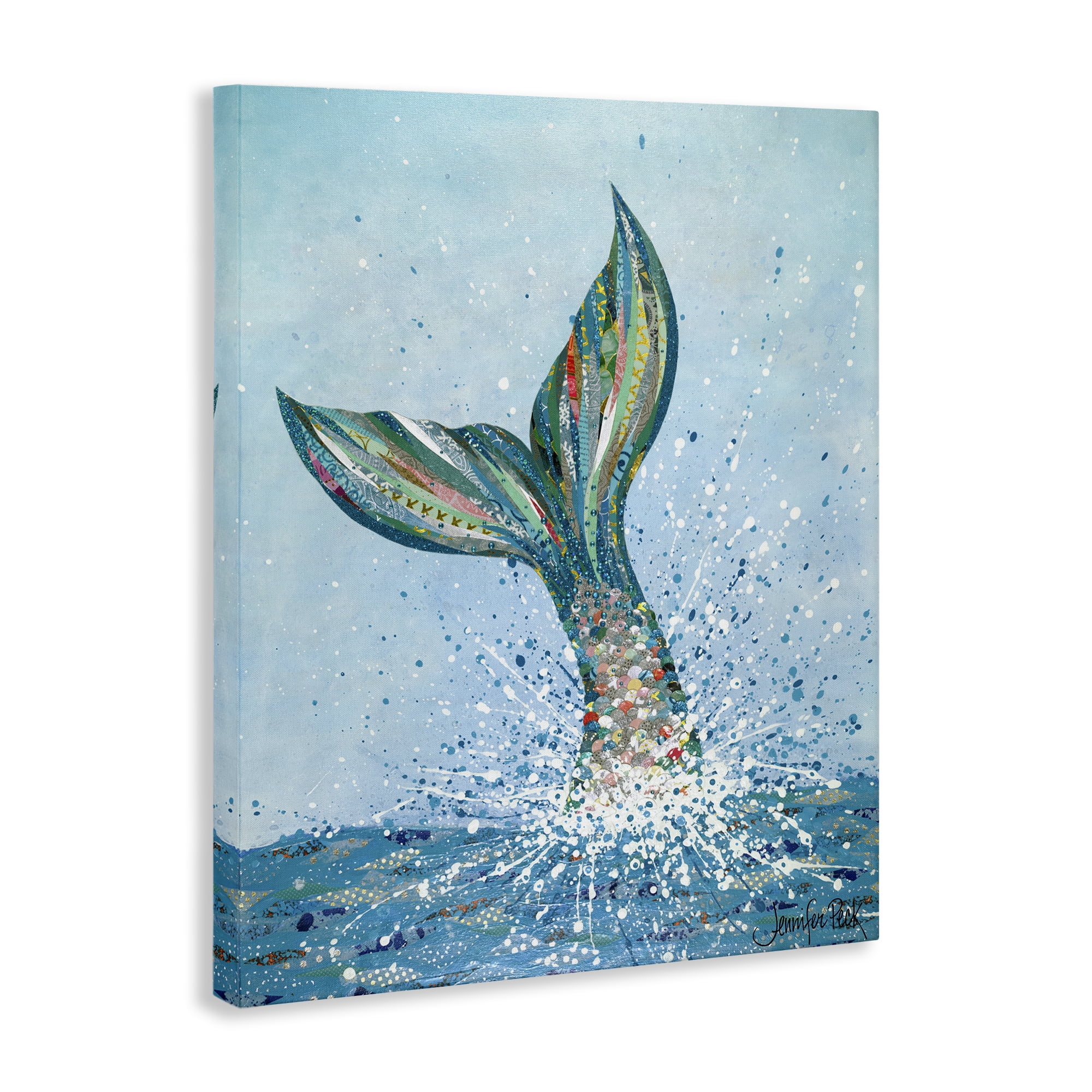 Stupell Industries Diving Mermaid Tail Fairy Tales & Fantasy Painting Gallery Wrapped Canvas Art Print Wall Art, 24 x 30