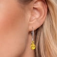 thumbnail image 3 of Gem Stone King 925 Sterling Silver Yellow Citrine and White Lab Grown Diamond Dangle Earrings for Women (3.54 Cttw, Oval 9X7MM), 3 of 6