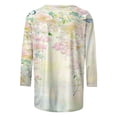 thumbnail image 5 of CYMMPU Spring Tops Crew Neck Summer Trendy Shirts 3/4 Sleeve Floral Printed Loose Fit Tunic Tops Boho Blouses for Women Dressy Casual Mother's Gift Tops T-Shirts Green XL, 5 of 5