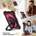 thumbnail image 4 of Hybrid Shockproof 360 Rotating Stand With Hand Strap and Shoulder Strap Kids Case For Apple iPad Mini 6 & iPad Mini 7 A2993/A2995/A2996/A2567/A2568/A2569,Black&Rose Red, 4 of 9