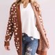 thumbnail image 5 of sweethay Cárdigan de punto para mujer con bolsillos, abrigo de otoño invierno con estampado de puntos, moda elegante, suéter para mujer y niña, ropa Prendas para la parte del cuerpo Café sweethay AP012980-01, 5 of 6