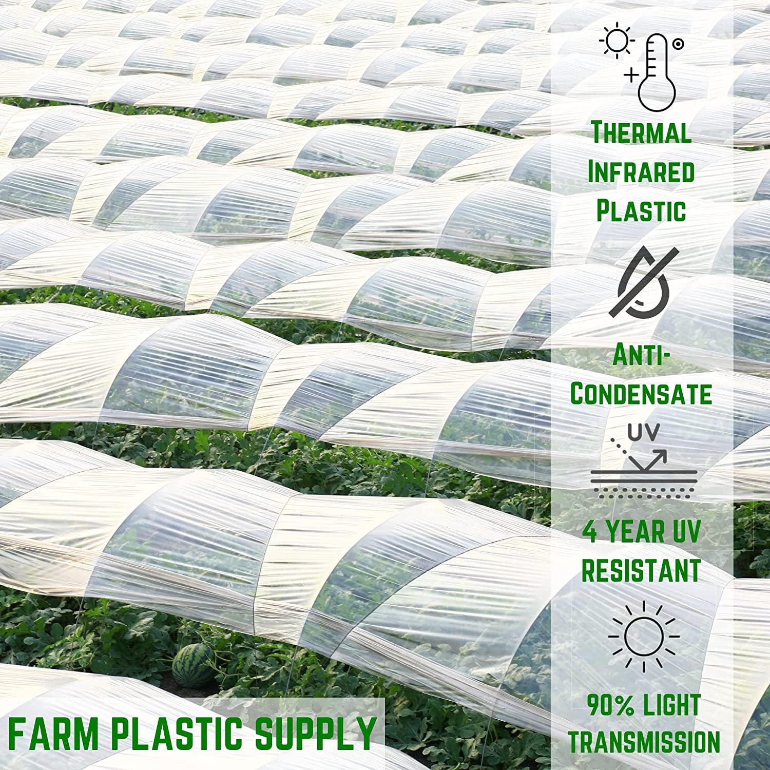 Farm Plastic Supply - Clear Coolmax Greenhouse Plastic Sheeting - 6 Mil - 4 Year UV Resistant Infrared Anti-Condensate Green House Covering Thermal Greenhouse Plastic 6 mil (40' x 40')