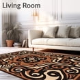 thumbnail image 2 of ODIKA 5'x7' Machine Washable Non-Slip Area Rug, Abstract Swirl Motif with Interlocking Curves and Spirals High Traffic Rug, Brown, 662135, 2 of 7