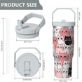 thumbnail image 5 of 1pc Cat 30oz Tumbler with Straw & Handle - Insulated Stainless Steel Cup | Holiday Gift for Man Women (Christmas, Valentine's, Birthday), 5 of 7