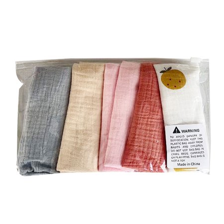 

Baby Face-Towel Soft Burp Cloth Breathable Toddler Wash Cloth Square Towel Drooling Bib Facecloth with Hanging-Hook 5Pcs