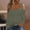 Army Green, variant on Women's Cold Shoulder Long Sleeve Eyelet Top, Casual V-Neck Blouse, Loose Fit Perforated Knit Shirt, Trendy Spring Fall Tunic