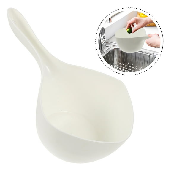 LEORX White Plastic Water Ladle for Indoor Watering and Bathing Tasks