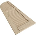 thumbnail image 6 of Ekena Millwork 15"W x 76"H (61" Low Side) Timberthane Hand Hewn Two Equal Louver w/Quarter Round Arch Top Faux Wood Shutters (Per Pair), Primed Tan, 6 of 6