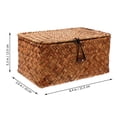 thumbnail image 3 of CNKOO 1Pc Seaweed Storage Box Seagrass Storage Case Handmade Woven Basket with Lid, 3 of 6