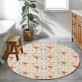 thumbnail image 4 of Spring Flowers Round Area&nbsp;Rug 4ft Watercolor Yellow Dragonfly Red Floral Leaf Linen Texture Non-Slip&nbsp;Washable Circle Rugs Soft Felt Indoor Floor Mat for Bedroom Kitchen Living Room Bathroom, 4 of 9