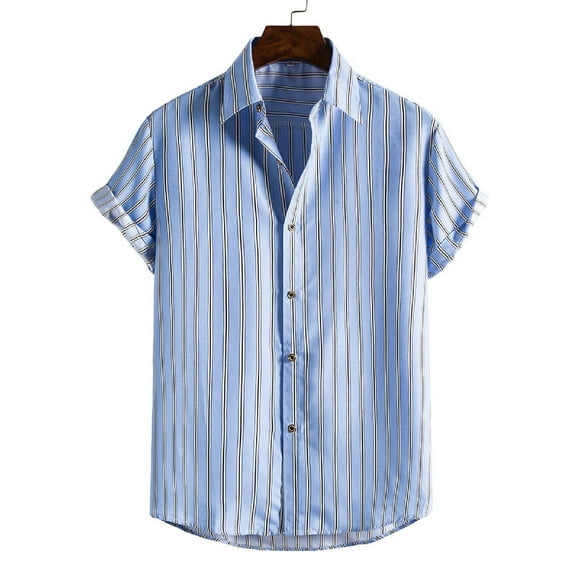 zanvin Summer Tops,Clearance Men's Hawaiian Shirt Short Sleeves Printed Button Down Summer Beach Shirts Tops