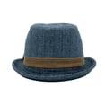 thumbnail image 5 of WITHMOONS Pinstripe Fedora Hat - Wool Classic Trilby - Manhattan Short Brim for Men Women LD61569 (Blue), 5 of 5