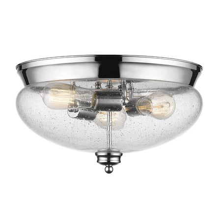 

Flush Mounts 3 Light With Chrome Finish Steel Medium Base Bulb 15 inch 180 Watts