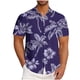 thumbnail image 1 of Blusa y camisa de manga corta con cuello vuelto para hombre, informal, a la moda, con estampado de bolsillo y botones, de poliéster., 1 of 5