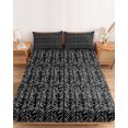 thumbnail image 2 of Queen Size Fitted Sheet Set - Black White Striped 3 Piece Bedding Sets 16" Deep Pocket Fitted Sheet with 2 Pillowcases, Abstract Modern Art Irregular Stripe Brushed Microfiber Hotel Luxury Bed Sheets, 2 of 9
