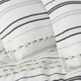 thumbnail image 5 of Chezmoi Collection 3-Piece Cotton Clip Jacquard Duvet Cover Set King, Boho Chic Tufted Pompom Striped Comforter Cover with Button Closure, Gray/White, 5 of 9