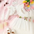 thumbnail image 2 of OBEEII Tulle Tutu Dress for Little Girls and Long Sleeve Cardigan Flowy Casual Outfits Birthday Party Kids Girl Clothing, White Size 3M-3T, 2 of 10