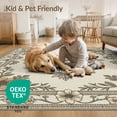 thumbnail image 4 of ODIKA 3'x5' Washable Accent Rug Vintage Boho Bordered Bouquet Distressed Retro Motifs Neutral Cream Refined for Bedside, Nursery Room, Pet Friendly & Non-Shedding, 4 of 7