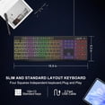 thumbnail image 6 of Computer Keyboard Wired,7-Color Rainbow LED Backlit, Quiet Light Up Keyboard with Multimedia Keys,Low Profile Chiclet Keys,Large Number Pad,Spill-Resistant, Anti-Wear Letters for Windows Mac PC Lapto, 6 of 8