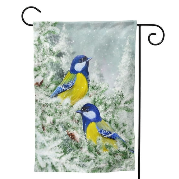 Blue And Yellow Tit Birds Garden Flag 12.5"X18" Outdoor Indoor Garden Decor Porch Banner Sign With Grommets Uv Fade Resistant