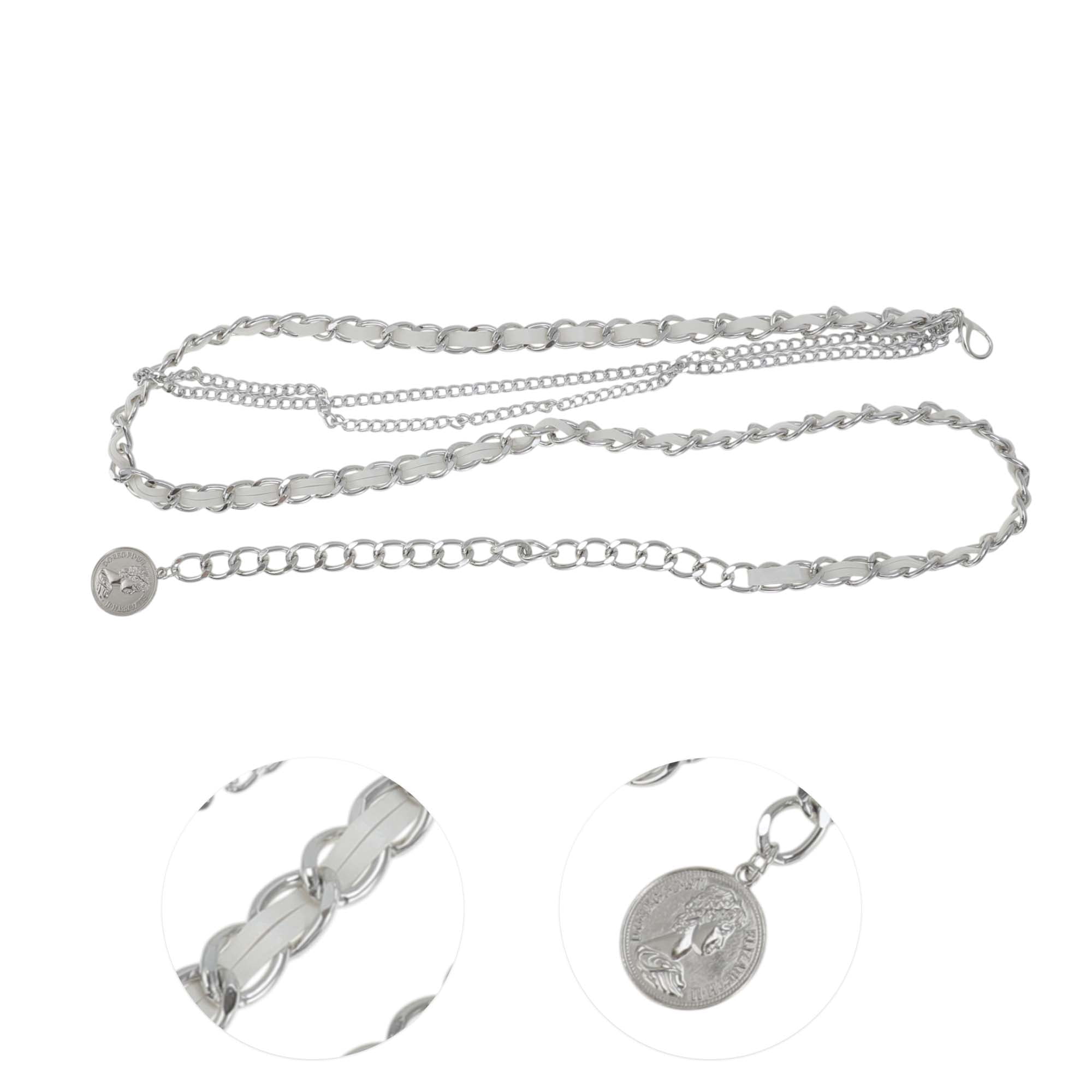 Unique Bargains Elegant Waist Chain with Adjustable Clasp Design 1 Pc White, Silver Tone