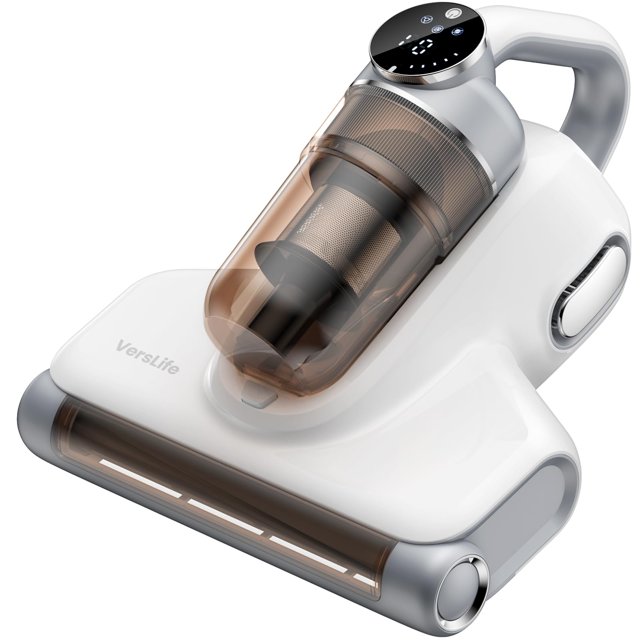 VersLife - Aspiradora de colchón inalámbrica, aspiradora de cama UV, filtro HEPA de succión de 18 Kpa, luz UV-C de 253,7 nm y 80000 veces/min de mano para limpieza de cama y sofá de tela (M6, sin