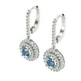 thumbnail image 2 of 1.63 ct Lever-Back Drop Dangle Earrings for Women | 5mm Round Cut Blue Moissanite | 14K White Gold, 2 of 5