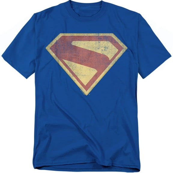 Popfunk Superman Logo Full Color Distress Unisex Adult T Shirt, Navy, 3X-Large
