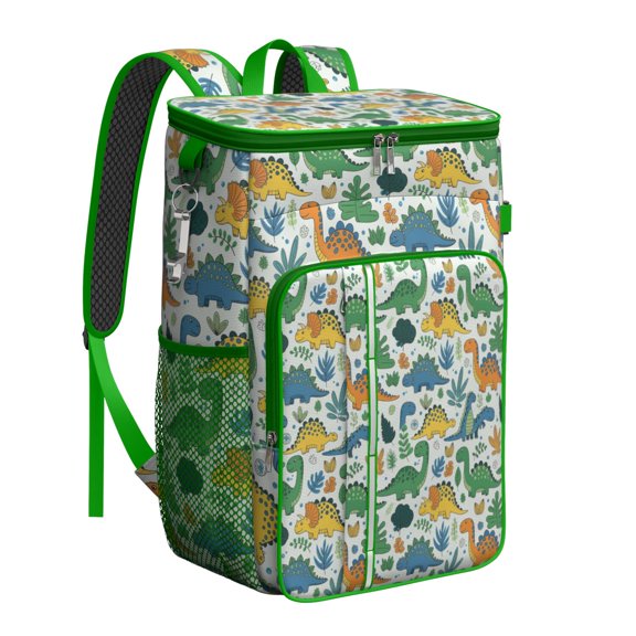 Travel Cooler Bag - LightColor Dinosaurs Floral Pattern Camping Beer Cooler Backpack with Bottle Opener- Waterproof Insulated Picnic Backpacks - Cooler Bag for Beach