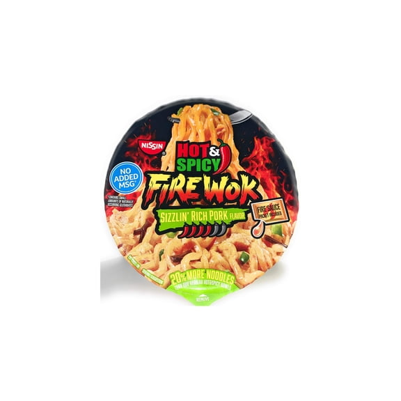 Nissin Fire Wok Stir Fry Sizzlin Rich Pork Asian Noodles, 4.37oz (Pack of 10)