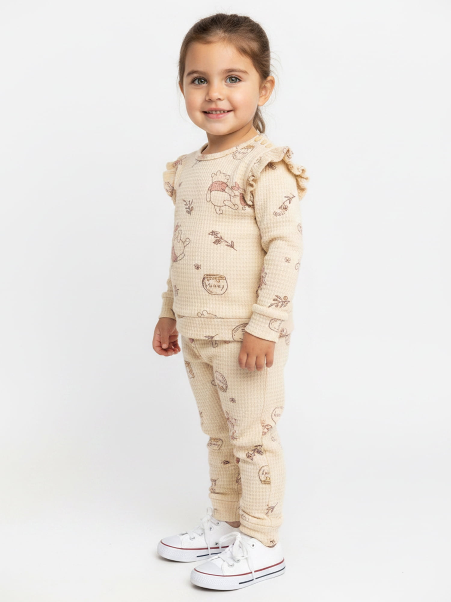 Winnie the Pooh Baby Girls Waffle Knit Top and Pants Set, 2-Piece, Sizes 0M-24M