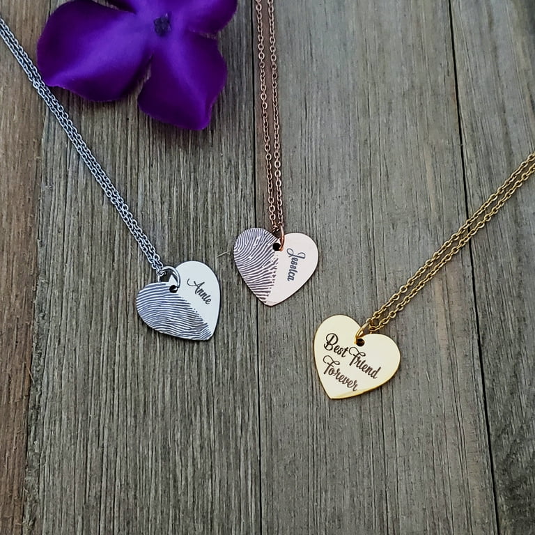 Heart thumbprint necklace deals