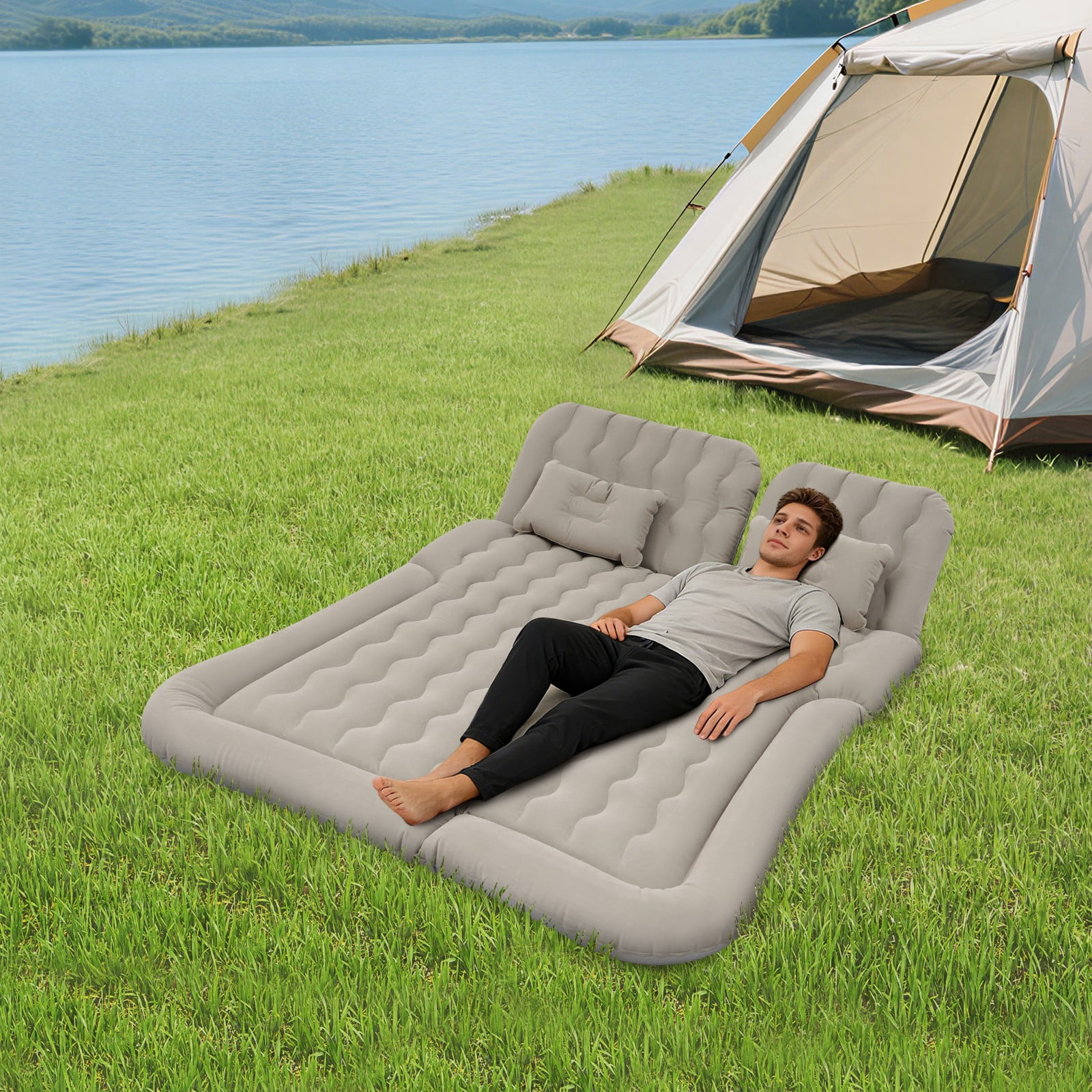 SUV Air Mattress, Inflatable SUV Mattress, Car Air Mattress for Various Types of SUVs and Off-road Vehicles (Grey)