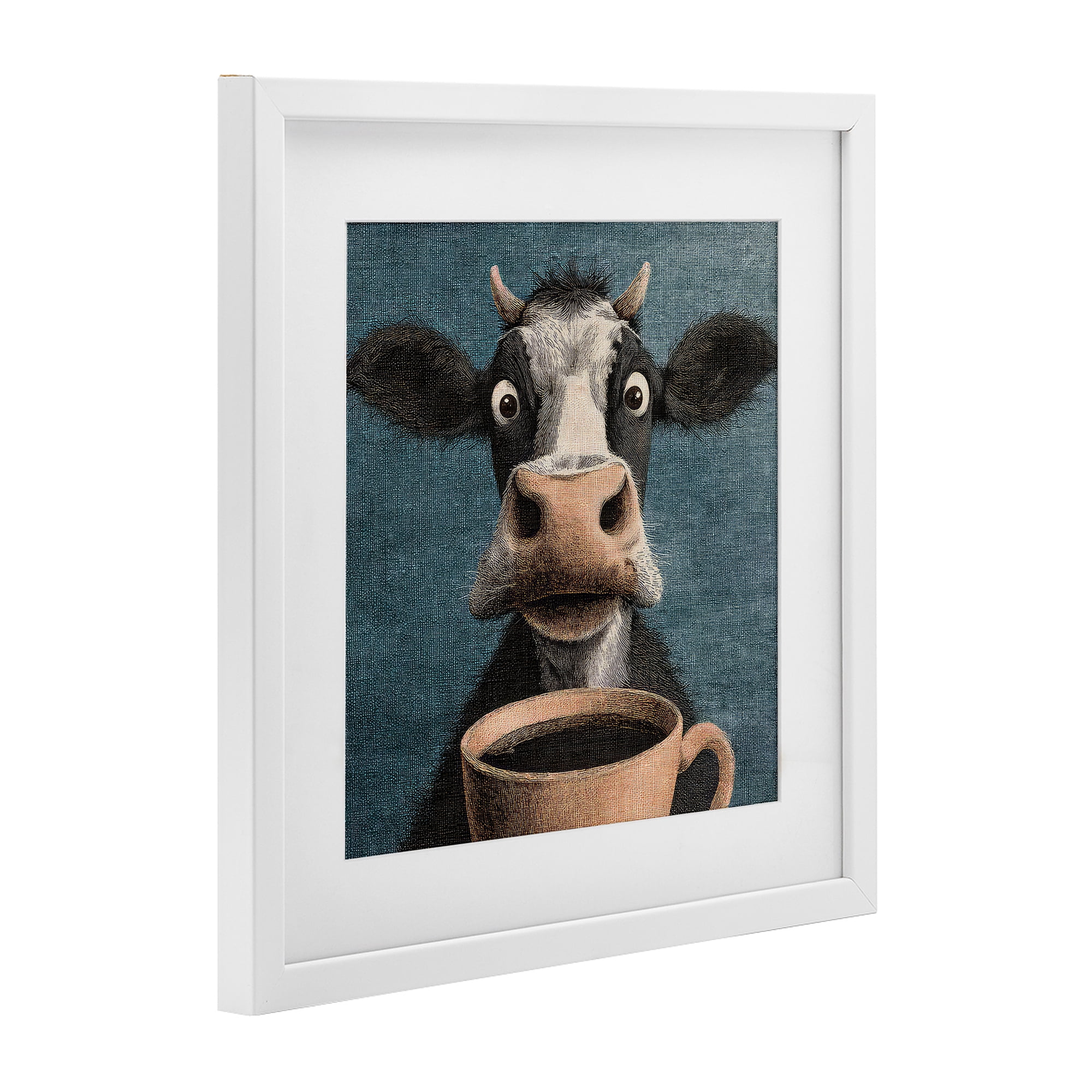 Stupell Industries Grumpy Cow & Coffee White Framed Print Under Glass, design by The Wands Want