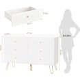 thumbnail image 2 of Dresser for Bedroom, 6 Drawer Dresser with Golden Handle, Chest of Drawers Wooden Dressers for Hallway, Living Room, Nursery Room, White, 2 of 17