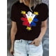 thumbnail image 1 of Camisetas con gráficos clásico para mujeres y adolescentes y niñas, playera de verano con estampado estéticoWomen's Patriotic Flag Print T-Shirt - Casual Crew Neck, Short Sleeve, Stretchy Polyester, 1 of 6