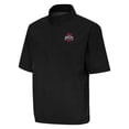 thumbnail image 2 of Men's Antigua Black Ohio State Buckeyes Brisk Short Sleeve Quarter-Zip Windshirt, 2 of 3