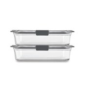 Rubbermaid Brilliance Glass Food Storage Containers, 8-Cup Food Containers with Lids, 2-Pack