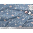 thumbnail image 3 of Soimoi Blue Japan Crepe Satin Fabric Flamingo & Moroccan Damask Decor Fabric Printed Yard 42 Inch Wide, 3 of 3
