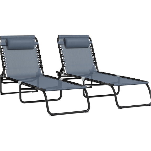 JERFIT Folding Chaise Lounge Chair, 4-Position Adjustable Recliner with Breathable Mesh, Portable Outdoor Pool Sun Tanning Bed for Patio, Beach, Yard, Gray