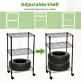 thumbnail image 3 of YRTSH Wire Shelving Unit, 3 Tier Wire Shelf Rack with Wheels Adjustable Storage Shelves for Laundry Room Pantry Kitchen 11.4"W x 17.3"D x 29.5"H Black, 3 of 9
