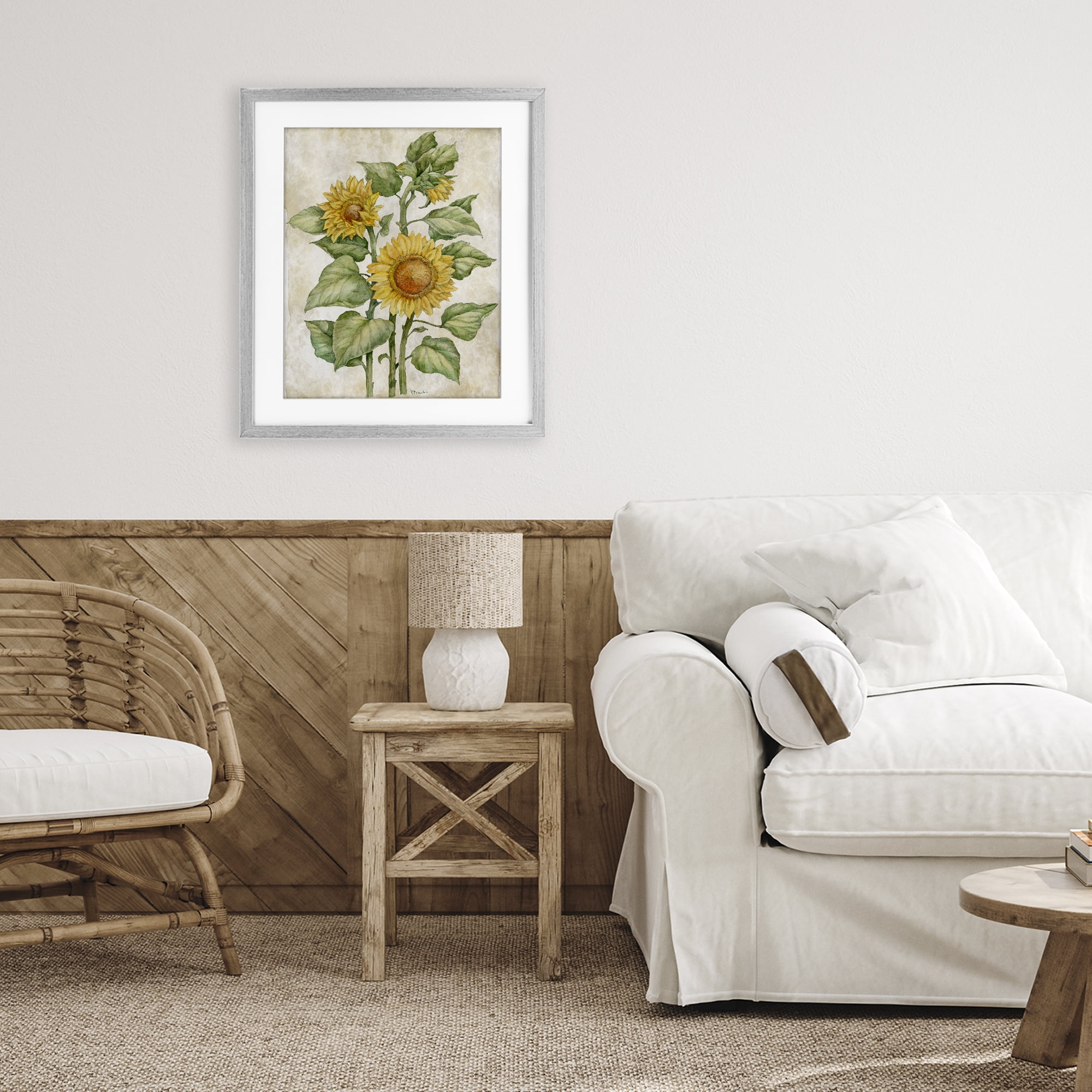 Stupell Industries Floral Journal Sunflower Gray Framed Print Under Glass, design by Paul Brent