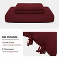 thumbnail image 3 of PiccoCasa 3Pcs Brushed Microfiber Duvet Cover Set Bedding Set with Bowtie, Burgundy King, 3 of 6