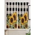 thumbnail image 2 of Sunflower Checkered Bedroom Curtains 63 Inches length, Black Buffalo Plaid Pastoral Flowers Window Treatment Curtain Drapes, Rod Pocket Curtain Panels for Living Room Kitchen, 42"x63", 2 Panels, 2 of 7