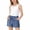 Blue, variant on ZLBDYG Teen Cotton Linen Shorts Girls Oversized Elastic Waist Wide Leg Shorts Drawstring Summer Casual Beach Short Pants with Pocket