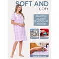 thumbnail image 3 of Casual Nights Women's Snap Front House Dress, Lightweight Short Sleeve Cotton-Poly Knit Duster Robe with Pockets, Mid-Calf, Plaid Light Purple Medium, 3 of 6