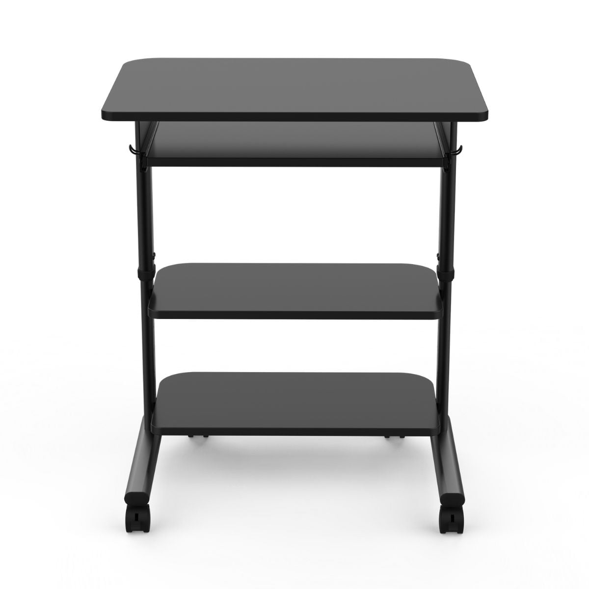 Stand Up Desk Store Adjustable Height Mobile Laptop Workstation with Retractable Keyboard Tray (Black Frame/Black Top, 29” Wide)