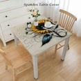 thumbnail image 2 of nygtbtfer Summer Farm Table ,Fitted Tablecloth for Table Washable Elastic Stretch Patio Tablecloths,Watercolor Floral Sunlight Black Table Cloth, 2 of 7