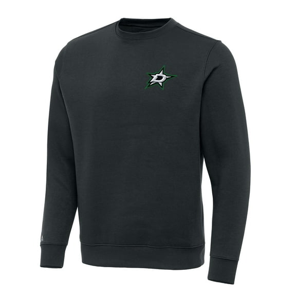 Men's Antigua Charcoal Dallas Stars Victory Crewneck Pullover Sweatshirt